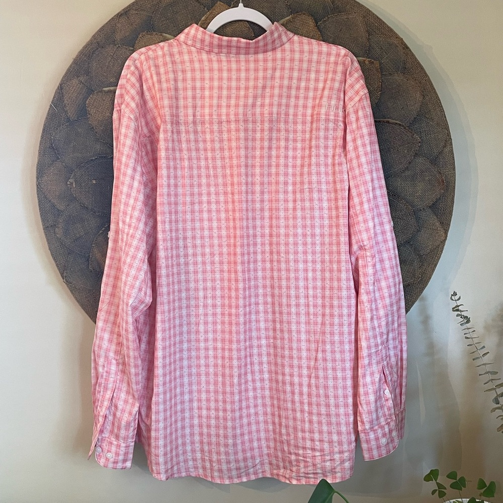 HUK Men's Gingham Long Sleeve Fishing Shirt with Sun Protection - Picture 5 of 5